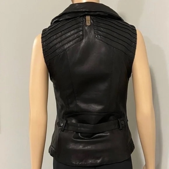 Mackage 3 in 1 Black Leather Jacket + Vest Soft Lambskin + Wool Women's Sz XS - Picture 9 of 16